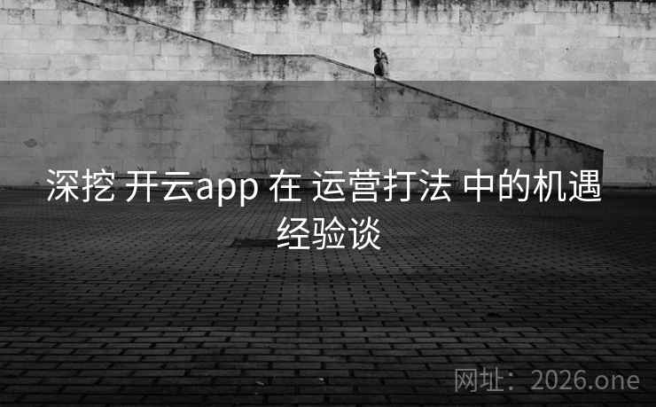 深挖 开云app 在 运营打法 中的机遇 经验谈
